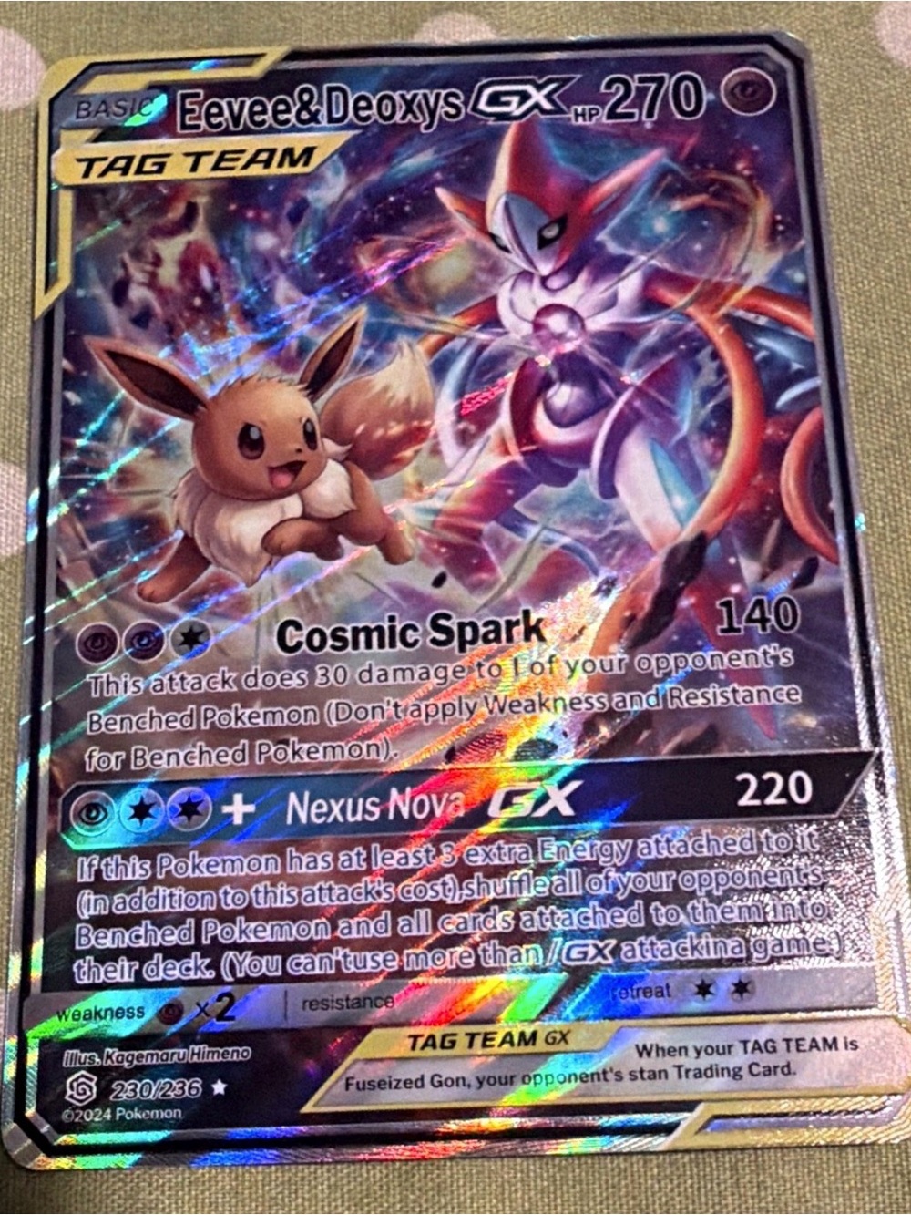 Eevee & Deoxys GX Tag Team Holofoil Card Original FAN ART